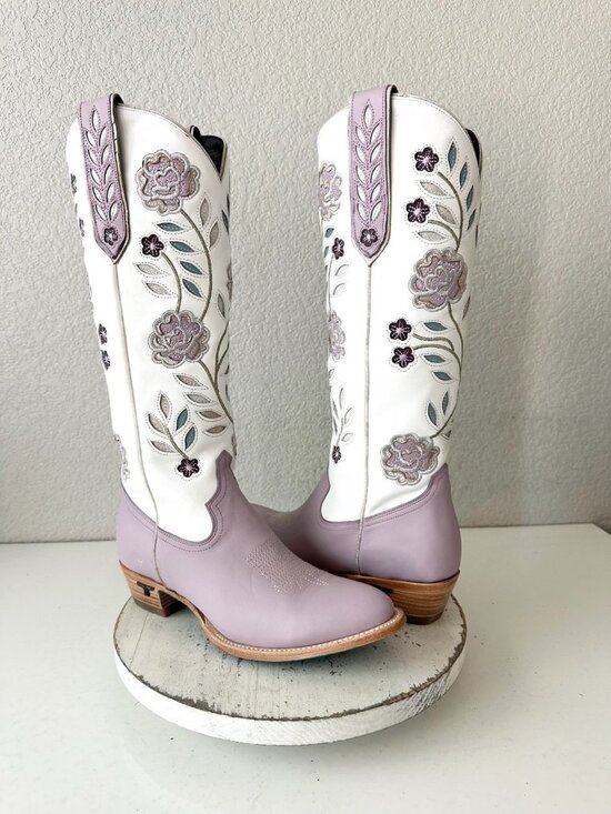 Lane boots Shoes - Lane KENZIE Knee High Womens Cowboy Boots Purple White Western Cowgirl Tall 9.5